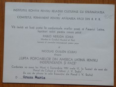 5 invitatii la diverse evenimente adresate lui Octavian si Mia Groza, anii70