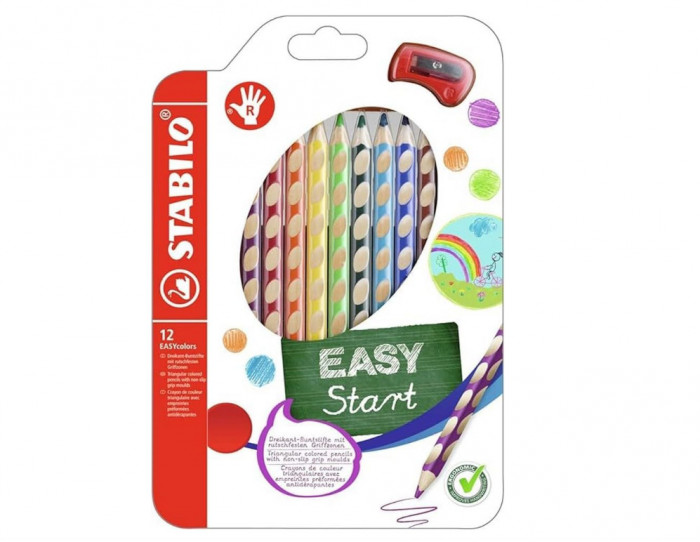 Set 12 creioane de colorat pentru copii STABILO EASYcolors - NOU