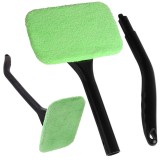 Perie universală pentru geamuri cu microfibră, m&acirc;ner lung, cap rotativ, pentru curățarea geamurilor auto, oglindelor laterale, cu 2 c&acirc;rpe din microfib