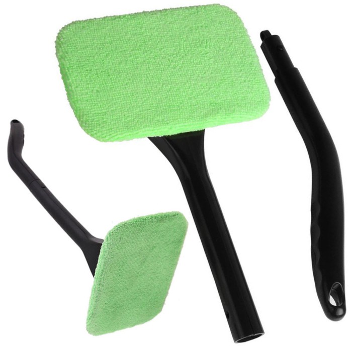 Perie universală pentru geamuri cu microfibră, m&acirc;ner lung, cap rotativ, pentru curățarea geamurilor auto, oglindelor laterale, cu 2 c&acirc;rpe din microfib