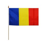 Steag tricolor Romania, panza, 30x45 cm, cu suport de lemn