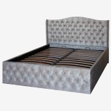 Pat Matrimonial Ofelia tapitat cu somiera rabatabila diverse dimensiuni, culoare crem - 120x200
