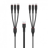 CABLU DE DATE SI INCARCARE, XO-NB196, 2XUSB TYPE-C / 2X LIGHTNING / 2X MICRO USB 3,5A, 2 M, NEGRU, BLISTER