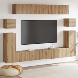 vidaXL Set comodă TV 8 pcs Stejar artisanal Mediu Lemn compozit
