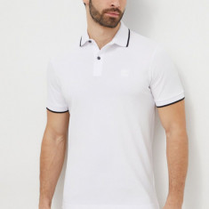 BOSS Orange tricou polo bărbați, culoarea alb, uni 50507699