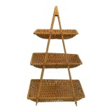 3 cosuri din rachita suspendate pe un suport metalic, 26x46 cm, maro