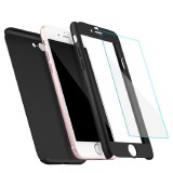 Husa Full Cover 360 Aisi + Folie Sticla iPhone 5/5S/5SE, Negru, Plastic, Rezistenta la Socuri