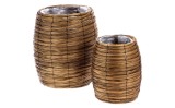 Cumpara ieftin Set 2 ghivece flori lemn maro 22 x 32,5, 35 x 44 cm