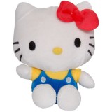 Jucarie din plus Hello Kitty cu salopeta albastra, 17 cm, Play By Play