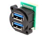 Soclu USB A pentru montare pe panou, &icirc;nșurubare șir pini duble