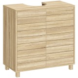 HOMCOM Dulap sub lavoar cu poliță reglabilă, uși cu lamele și deschidere prin presiune pentru lavoar cu piedestal sau perete | Aosom Romania