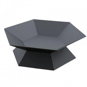 Vatra pentru terasa/gradina, Hexagon Fire Pit KRO-1072, Otel, Negru, diametru 870 mm, grosime 3 mm