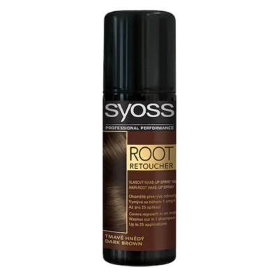 Spray SYOSS Vopsirea Temporara a Radacinilor, Saten Inchis, 120 ml, Syoss Root Retoucher Dark Brown, Spray Colorant pentru Radacinile Parului, Vopsea foto