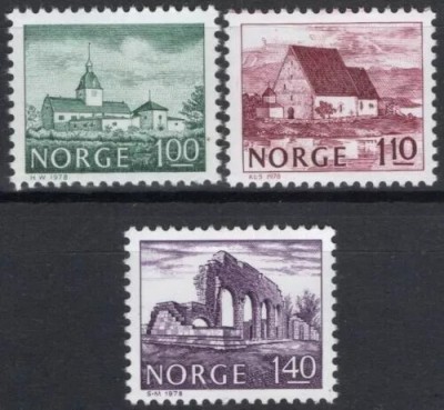 Norvegia 1978 - Cladiri, arhitectura, serie neuzata foto