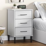 VidaXL Noptieră cu picioare metalice &bdquo;OSLO&rdquo;, alb, lemn masiv pin 350978