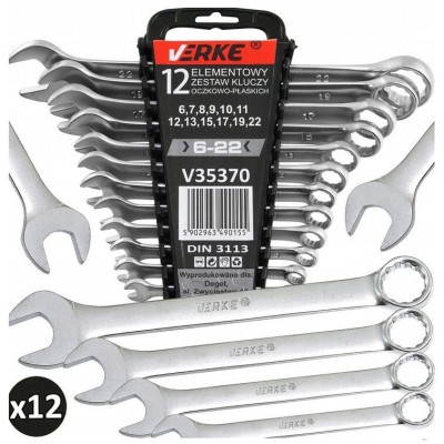 Set 12 chei fixe combinate, 6-22 mm, 12 piese, crom-vanadiu, Verke foto
