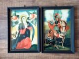 Lot 2 tablouri reproduceri dupa 2 icoane pe sticla celebre, in rama de lemn
