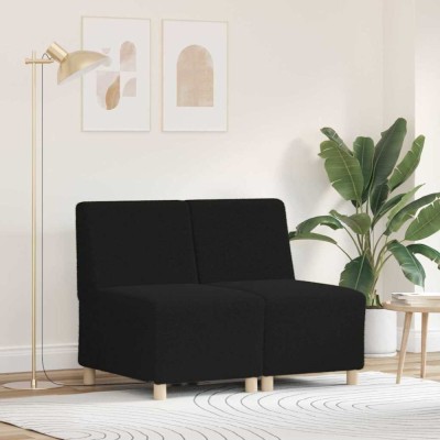 vidaXL Unitate Sofa Modulară Fără Brațe 2 pcs Negru 55 x 74 x 82 cm foto