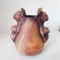 Vază ceramică decorativă &ndash; model etnic sculptural, 18.5 cm &icirc;nălțime, obiect decorativ unicat &ndash; ceramică modelată manual, motiv tribal