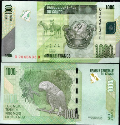 !!! CONGO - 1.000 FRANCI 2013 - P 101 b - UNC foto