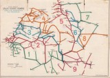 A2167 Harta rețelei căilor ferate rom&acirc;ne, zonele de numerotare ale trenurilor, tiparul la Cultura Națională, București, perioada interbelică