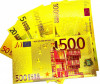 Bancnote feng shui 5,10,20,50,100,200,500 euro , polimer auriu metalic
