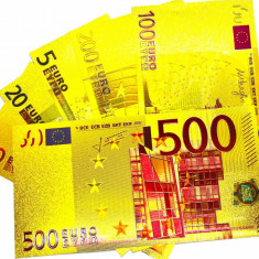 Bancnote feng shui 5,10,20,50,100,200,500 euro , polimer auriu metalic