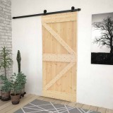 vidaXL Ușă glisantă Natural și Negru 90 x 210 cm Lemn masiv de pin 3444862