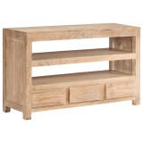 Comoda TV, lemn masiv de acacia, 90 x 30 x 55 cm, maro deschis GartenMobel Dekor, vidaXL