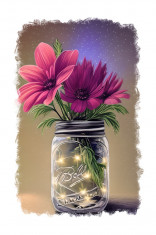 Sticker decorativ, Vaza de flori, Roz, 70 cm, 9221ST foto