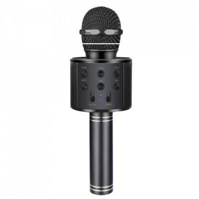Microfon karaoke cu baterii, Negru foto