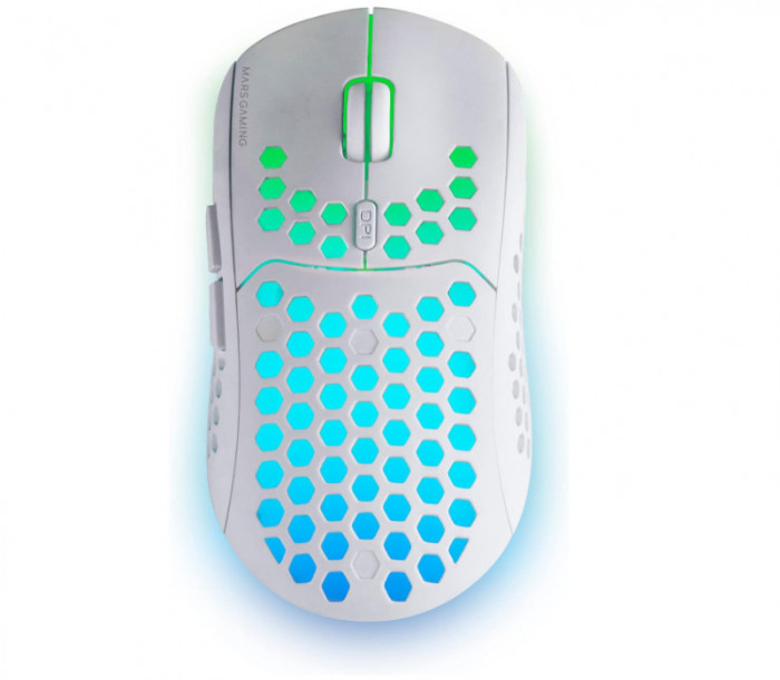 Mouse de gaming fara fir MARSGAMING MMW3W, RGB, 79 g, 3200 DPI, alb - RESIGILAT