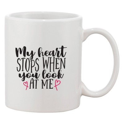 Cana alba personalizata &amp;#039;My heart stops when you look at me&amp;#039;, INOVATIX&amp;reg;. 330ml foto