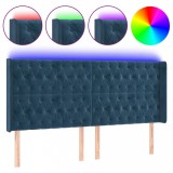 Cumpara ieftin Tablie de pat cu LED, albastru inchis, 183x16x118/128cm catifea