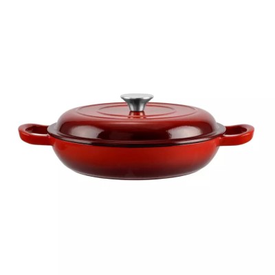 Cratita din fonta emailata cu capac 30*6 cm, Rosu Handy KitchenServ foto