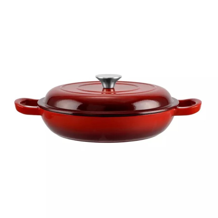 Cratita din fonta emailata cu capac 30*6 cm, Rosu Handy KitchenServ