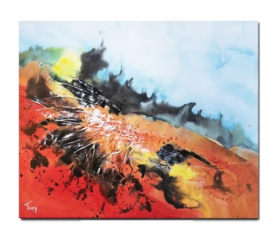 Tablou abstract pictat manual, Fantezie in abstract 21, 60x50cm ulei pe panza in relief efect 3D, gata de agatat pe perete foto