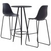 VidaXL Set mobilier de bar, 3 piese, negru, plastic