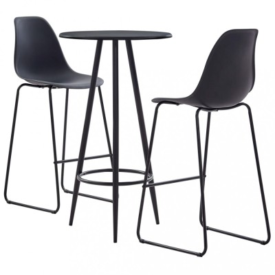 vidaXL Set mobilier de bar, 3 piese, negru, plastic foto