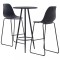 Gossi set mobilier de bar, 3 piese, negru, plastic