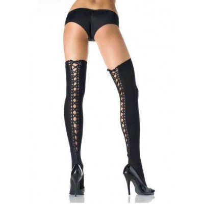 726289 OPAQUE THIGH HI W/ LACE UP BACK LEGAV00253 BLK - OS foto