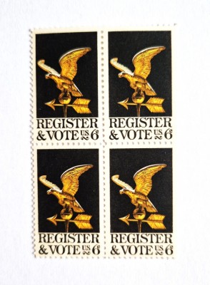 4 timbre SUA Statele Unite bloc de 4 val. MNH 1968 Register and Vote 6 cents foto
