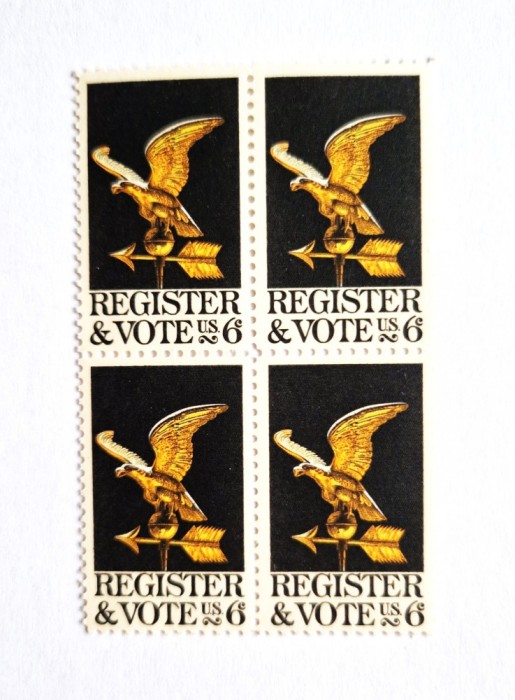 4 timbre SUA Statele Unite bloc de 4 val. MNH 1968 Register and Vote 6 cents