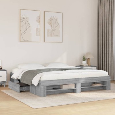 vidaXL Cadru de pat fără saltea Gri Sonoma 180x200cm Lemn prelucrat 3295455 foto