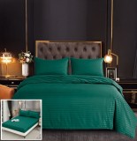 Cumpara ieftin Lenjerie Pat Damasc Verde, 4 Piese, Cu Elastic, 180x200 cm, Bumbac