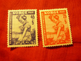 Serie Norvegia 1950 - Ajutor pt copii , 2 valori, Nestampilat
