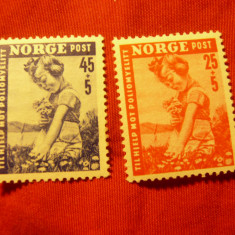 Serie Norvegia 1950 - Ajutor pt copii , 2 valori