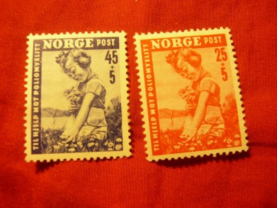 Serie Norvegia 1950 - Ajutor pt copii , 2 valori foto