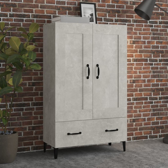 Gossi dulap inalt, gri beton, 70x31x115 cm, lemn compozit