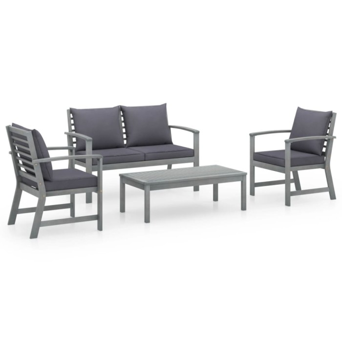 Gossi set mobilier de gradina cu perne, 4 piese, lemn masiv de acacia